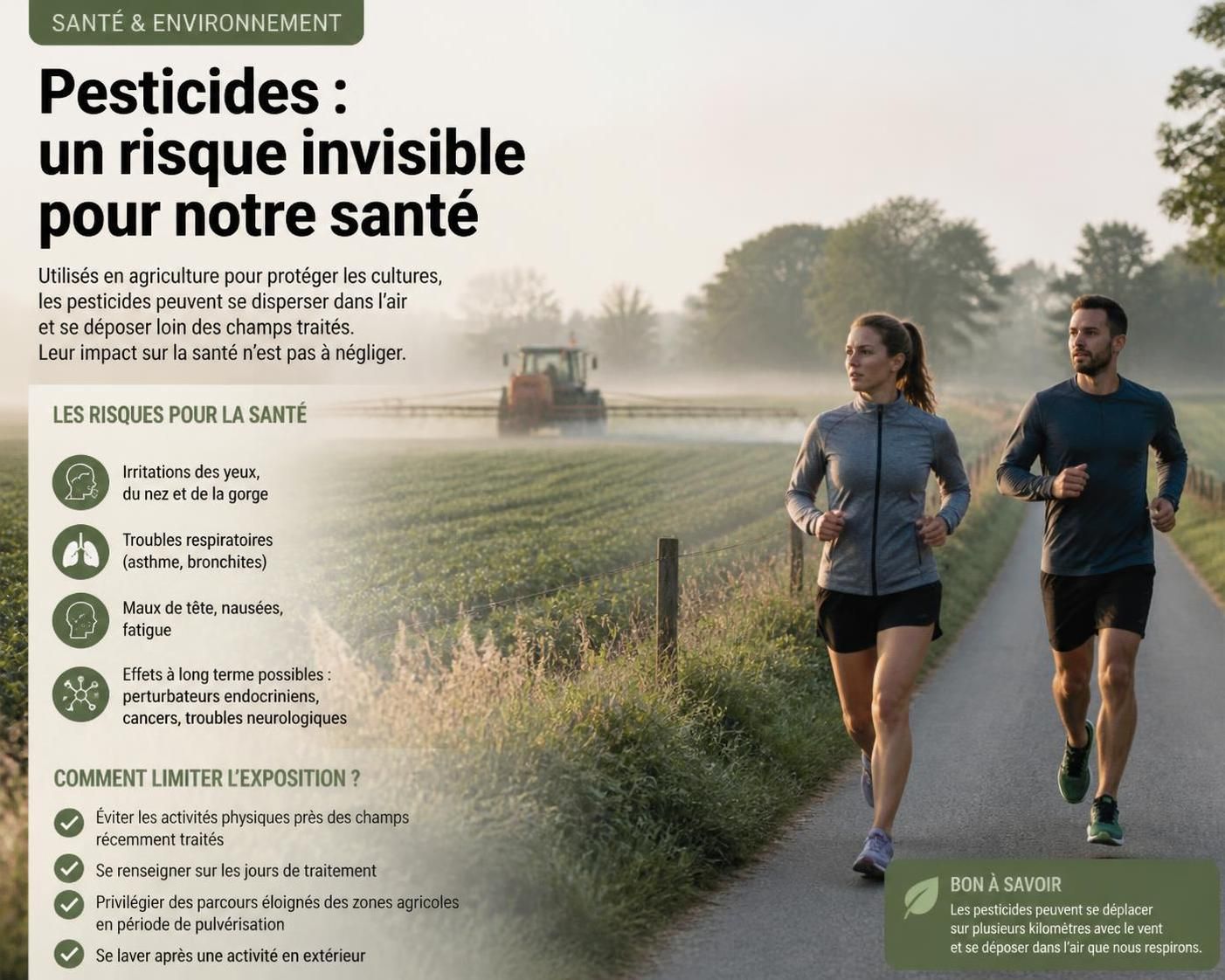 découvrez les risques liés à l'exposition aux pesticides pour la santé des sportifs pratiquant des activités en plein air et les précautions à prendre.