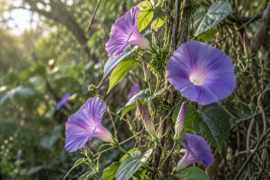 découvrez les principales fleurs violettes sauvages et grimpantes, leurs noms, leur comestibilité et la signification symbolique de ces plantes.