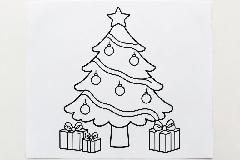 téléchargez et imprimez un dessin de sapin de noël facile pour les enfants. une activité créative idéale pour colorier et décorer pendant les fêtes.