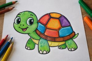 apprenez à dessiner une tortue facilement avec des couleurs vives et un style inspiré des dessins animés. une activité créative et amusante pour tous !